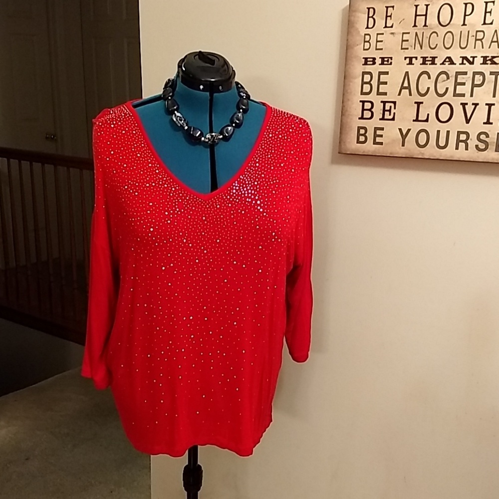 Bright Red, Sparkly Hi-lo Tunic